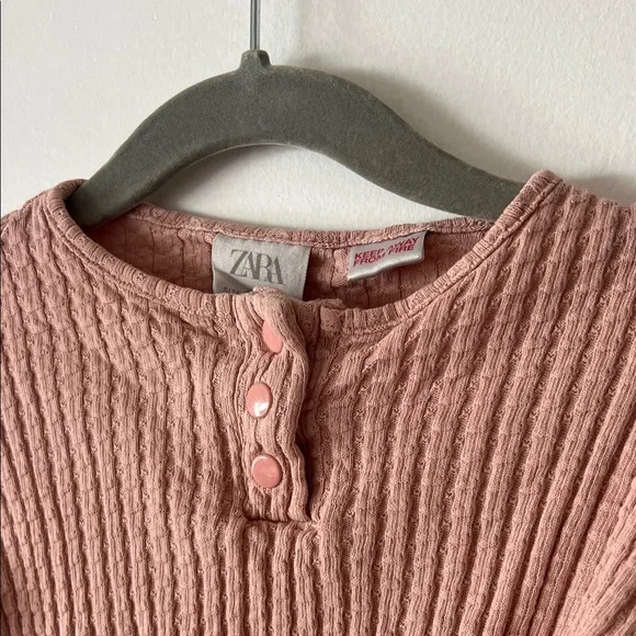 Zara Kids Ribbed Long Sleeve Top - Pink 18-24 months - Picture 3 of 3
